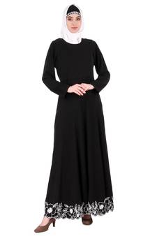 MyBatua Black Nida Embellished Scalped Bottom Anarkali Abaya