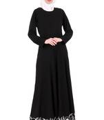 MyBatua Black Nida Embellished Scalped Bottom Anarkali Abaya