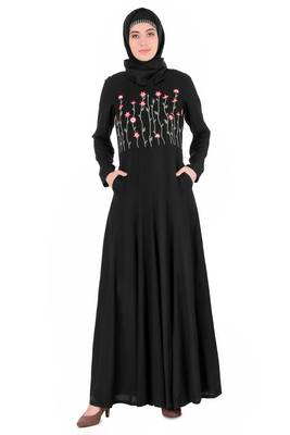 MyBatua Black Nida Growing Embellished Stem Anarkali Abaya 1