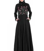MyBatua Black Nida Growing Embellished Stem Anarkali Abaya