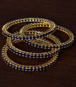 Sapphire Stone Embellished Brass Made Two Pairs of Designer Bangles