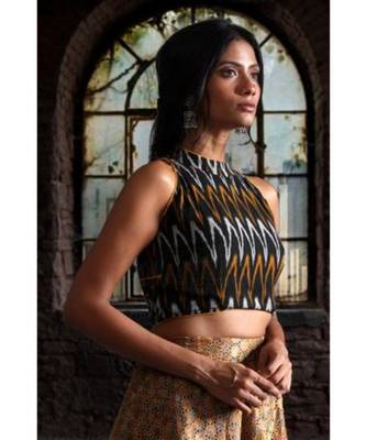 Black Ikkat Halter Blouse 1