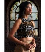 Black Ikkat Halter Blouse