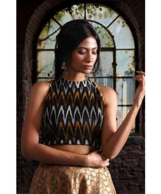 Black Ikkat Halter Blouse 2