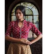 Collar Neck Ajrak Blouse With Keyhole