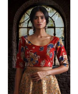 Round Neck Kalamkari Blouse 1