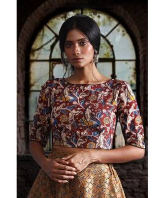 Boat Neck Kalamkari Blouse 1