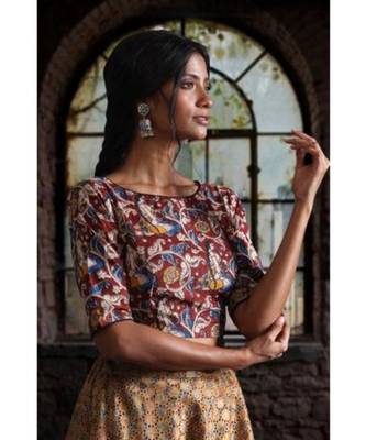 Boat Neck Kalamkari Blouse 2