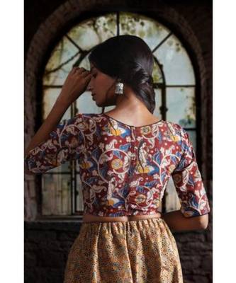 Boat Neck Kalamkari Blouse 3