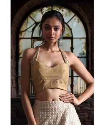 Halter Neck Khadi Silk Blouse 1