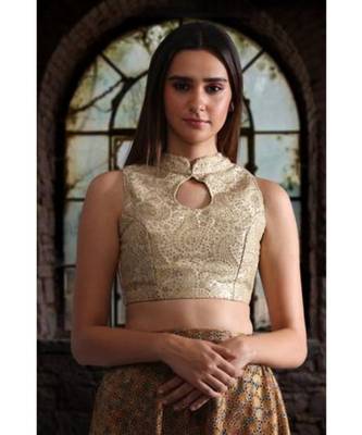 Sleeveless Embroidered Dupion Blouse 1