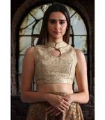 Sleeveless Embroidered Dupion Blouse