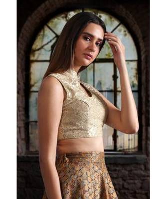 Sleeveless Embroidered Dupion Blouse 2