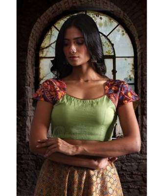 Moss Green Kalamkari Blouse 1