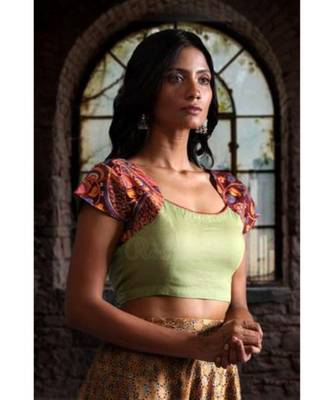 Moss Green Kalamkari Blouse 2