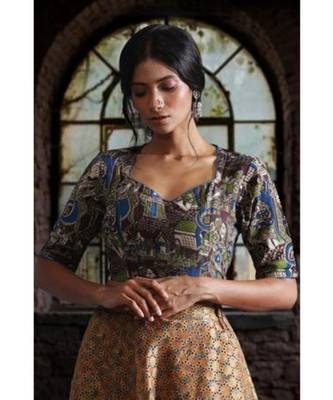 Kalamkari Blouse With Back Keyhole 1