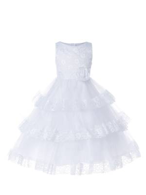 White Plain Net Kids Frocks 1