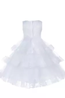White Plain Net Kids Frocks