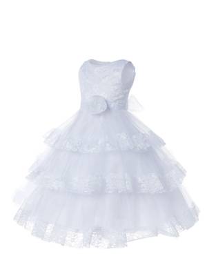 White Plain Net Kids Frocks 3
