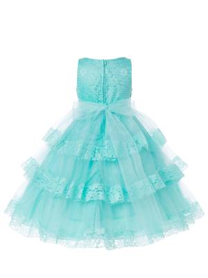 Blue Plain Net Kids Frocks 2