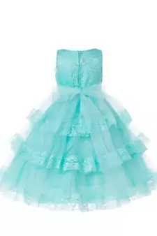 Blue Plain Net Kids Frocks