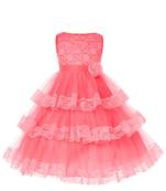 Pink Plain Net Kids Frocks
