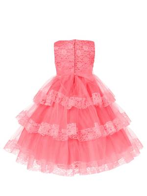 Pink Plain Net Kids Frocks 2