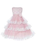 Pink Plain Net Kids Frocks