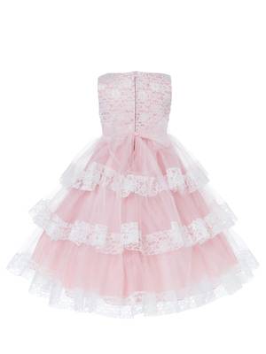 Pink Plain Net Kids Frocks 2
