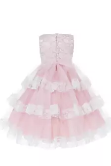 Pink Plain Net Kids Frocks