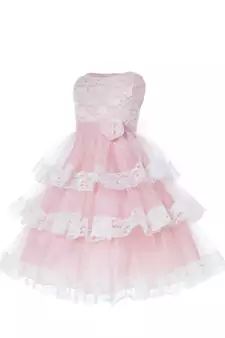 Pink Plain Net Kids Frocks