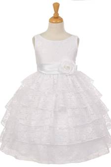 White Plain Net Kids Frocks