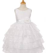 White Plain Net Kids Frocks