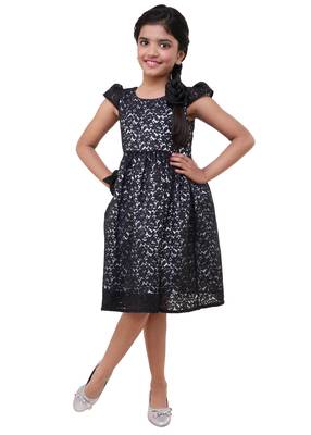Black Plain Net Kids Frocks 1