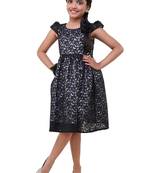 Black Plain Net Kids Frocks