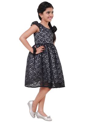 Black Plain Net Kids Frocks 2