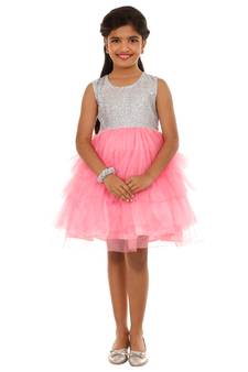 Pink Plain Tissue Kids Frocks