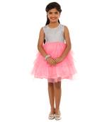 Pink Plain Tissue Kids Frocks