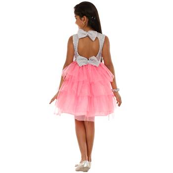 Pink Plain Tissue Kids Frocks 2