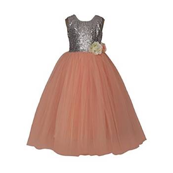 Pink Plain Net Kids Girl Gowns 1