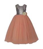Pink Plain Net Kids Girl Gowns