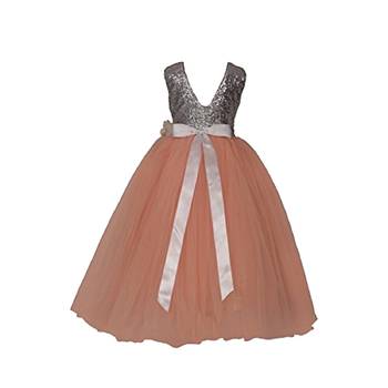 Pink Plain Net Kids Girl Gowns 2