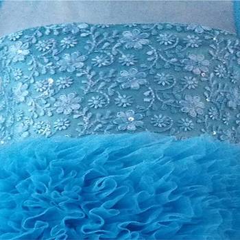 Blue Plain Net Kids Frocks 3