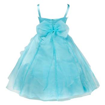 Blue Plain Tissue Kids Frocks 2