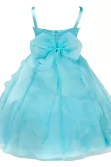 Blue Plain Tissue Kids Frocks