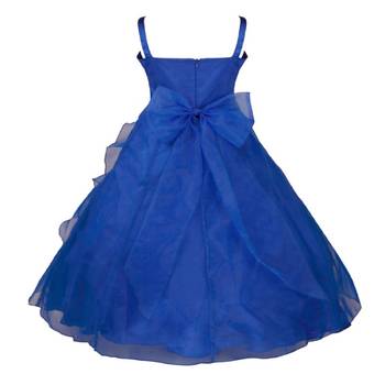 Blue Plain Tissue Kids Frocks 2