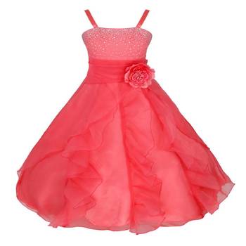Pink Plain Tissue Kids Frocks 1