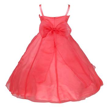 Pink Plain Tissue Kids Frocks 2