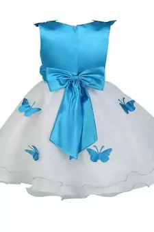 White Plain Net Kids Frocks