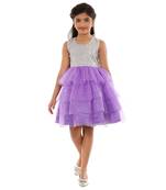 Purple Plain Tissue Kids Frocks